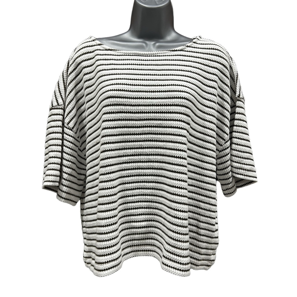 Madewell Black and White Striped Short Sleeve Tee